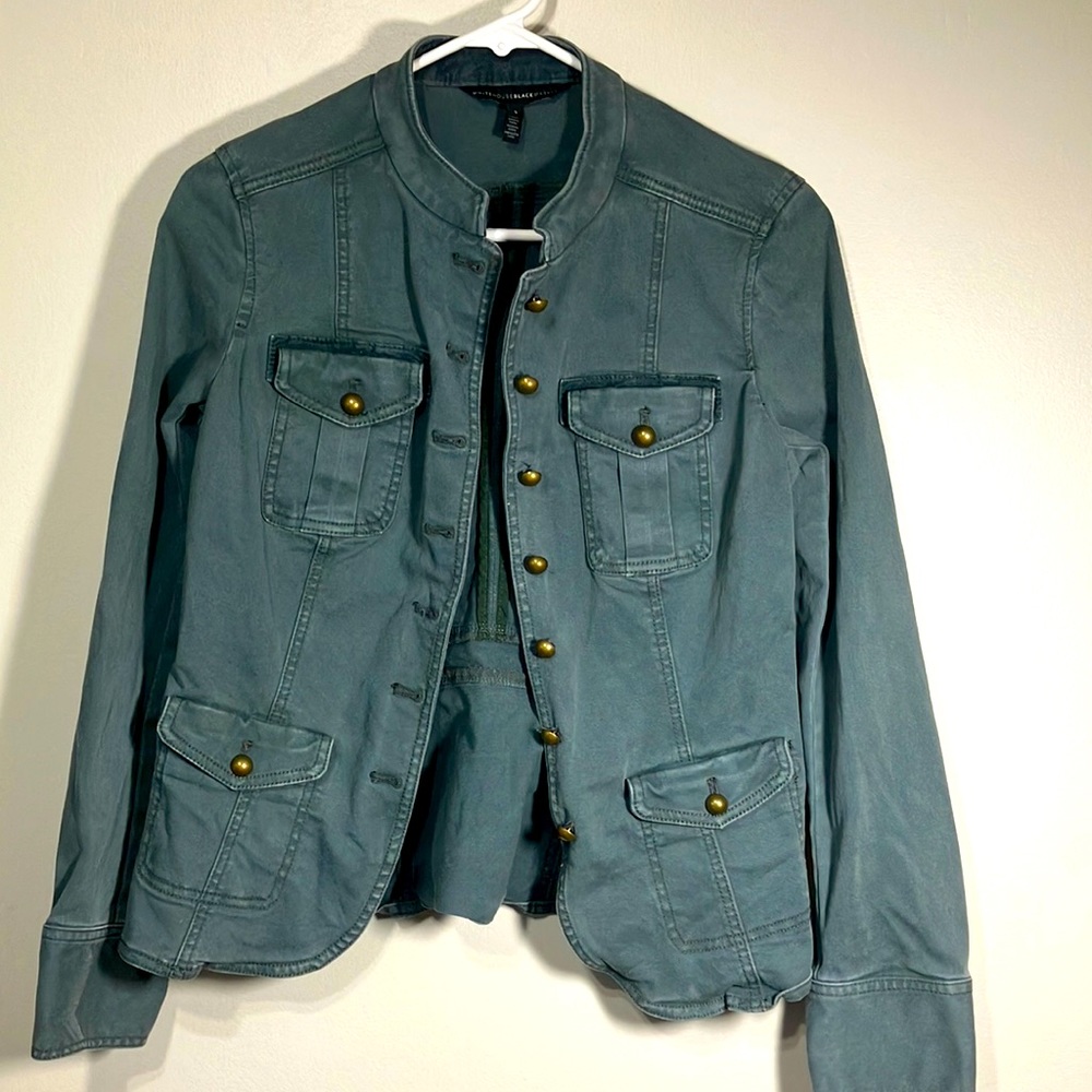 White House Black Market button jacket size 4, army green